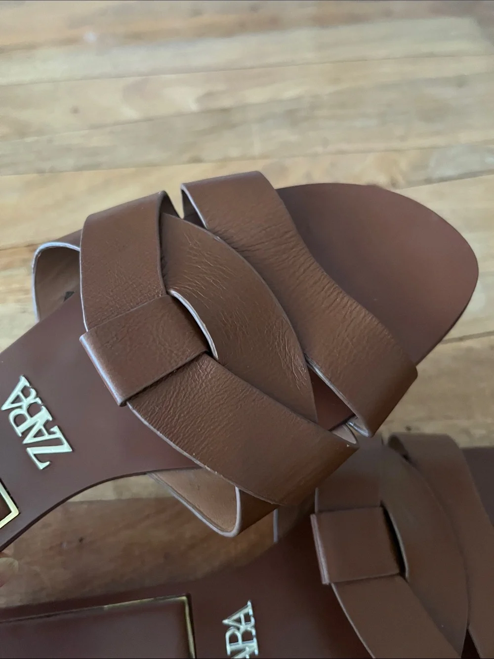 WOMENS ZARA BROWN WOVEN SLIDES SUMMER SANDALS FLATS US 7.5 / EU 38 - Picture 3 of 5